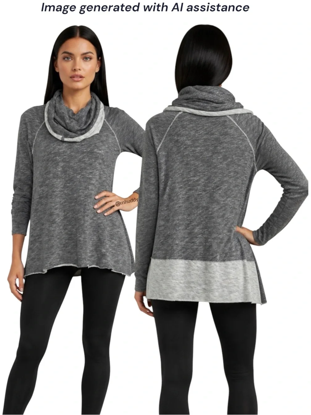 Free People Beach M/L charcoal cocoon cowl neck pullover